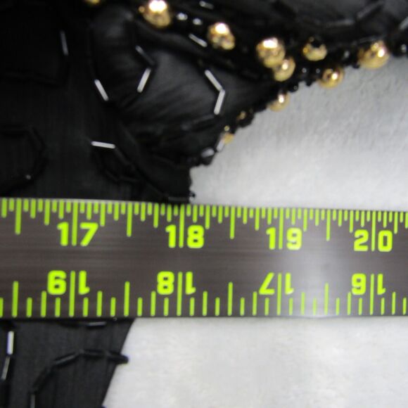 Laurence Kazar Black Gold Beaded Sequin Evening Dress Mini Short Sleeve Silk S - Picture 12 of 13